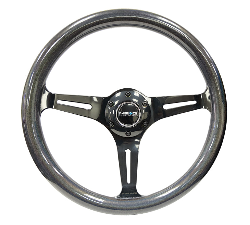 NRG Classic Wood Grain Steering Wheel (350mm) Chameleon/Pearlescent Paint Grip w/Blk 3-Spoke - ST-015BC-CN
