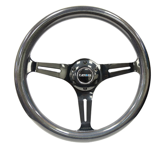 NRG Classic Wood Grain Steering Wheel (350mm) Chameleon/Pearlescent Paint Grip w/Blk 3-Spoke - ST-015BC-CN