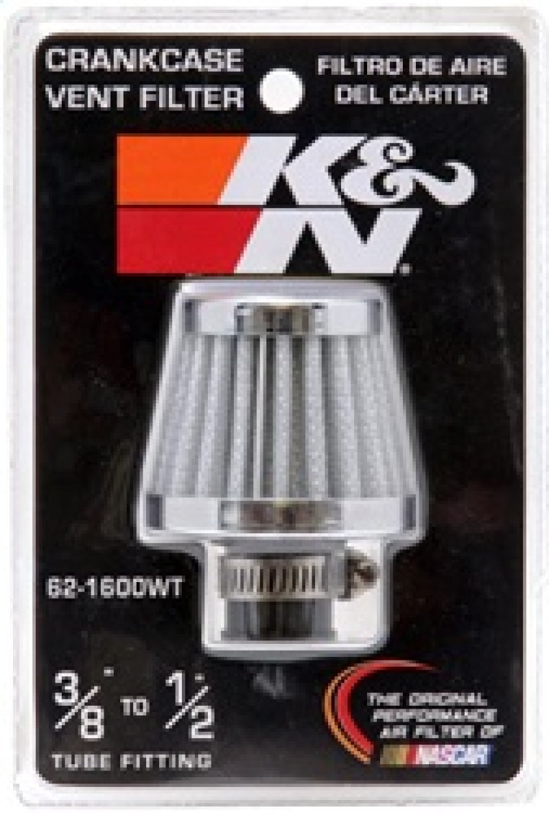 K&N 2in Base OD x .375in Flange ID x 1.75in H Rubber Base Crankcase Vent Filter - White K&N Engineering