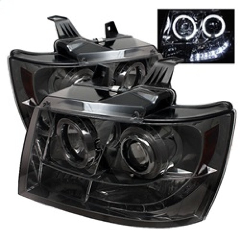Spyder Chevy Suburban 1500 07-14 Projector Headlights LED Halo LED Smke PRO-YD-CSUB07-HL-SM SPYDER