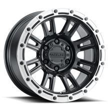 Load image into Gallery viewer, Raceline 956BS Compass 17x8.5in / 6x135 BP / 0mm Offset / 87.1mm Bore - Black &amp; Silver Lip Wheel