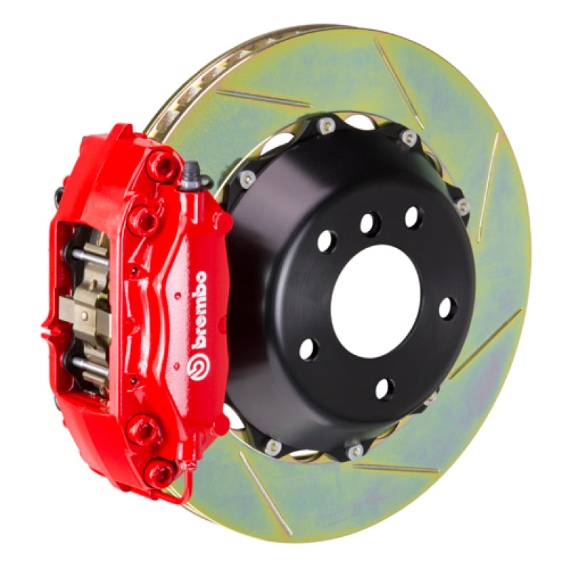 Brembo 06-12 325i/328i (Excl. xDrive) Rr GT BBK 4 Pist Cast 2pc 345x28 2pc Rotor Slotted Type1-Red