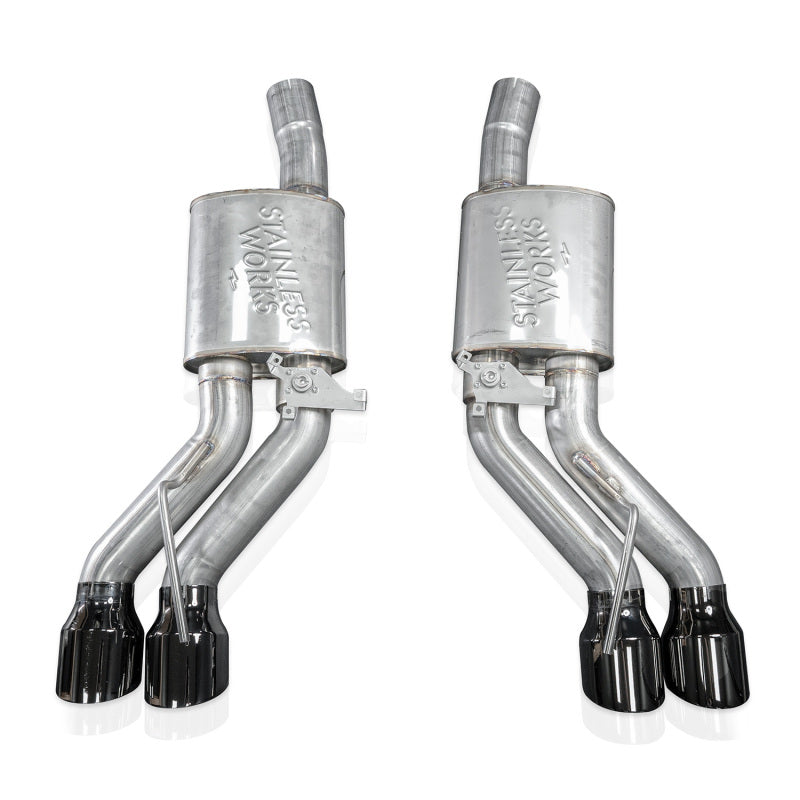 Stainless Works 22-25 Cadillac CT5-V Blackwing Axleback Exhaust - Black Chrome Tips