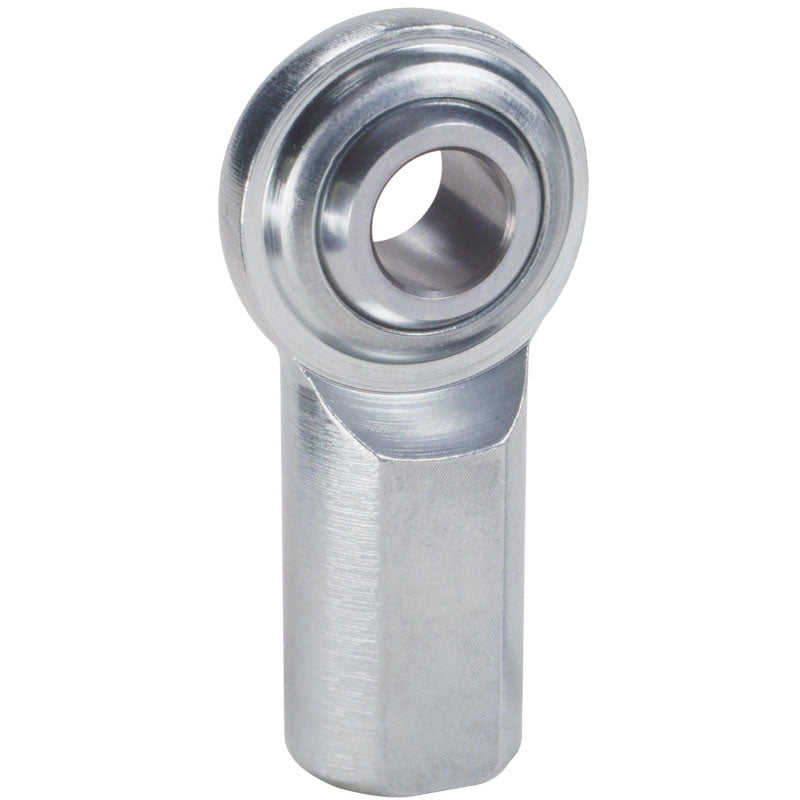 QA1 C Series 2-Pc Rod End - Female/Left Hand - .625in Bore x 5/8-18 w/Stud & Zerk - Carbon Steel