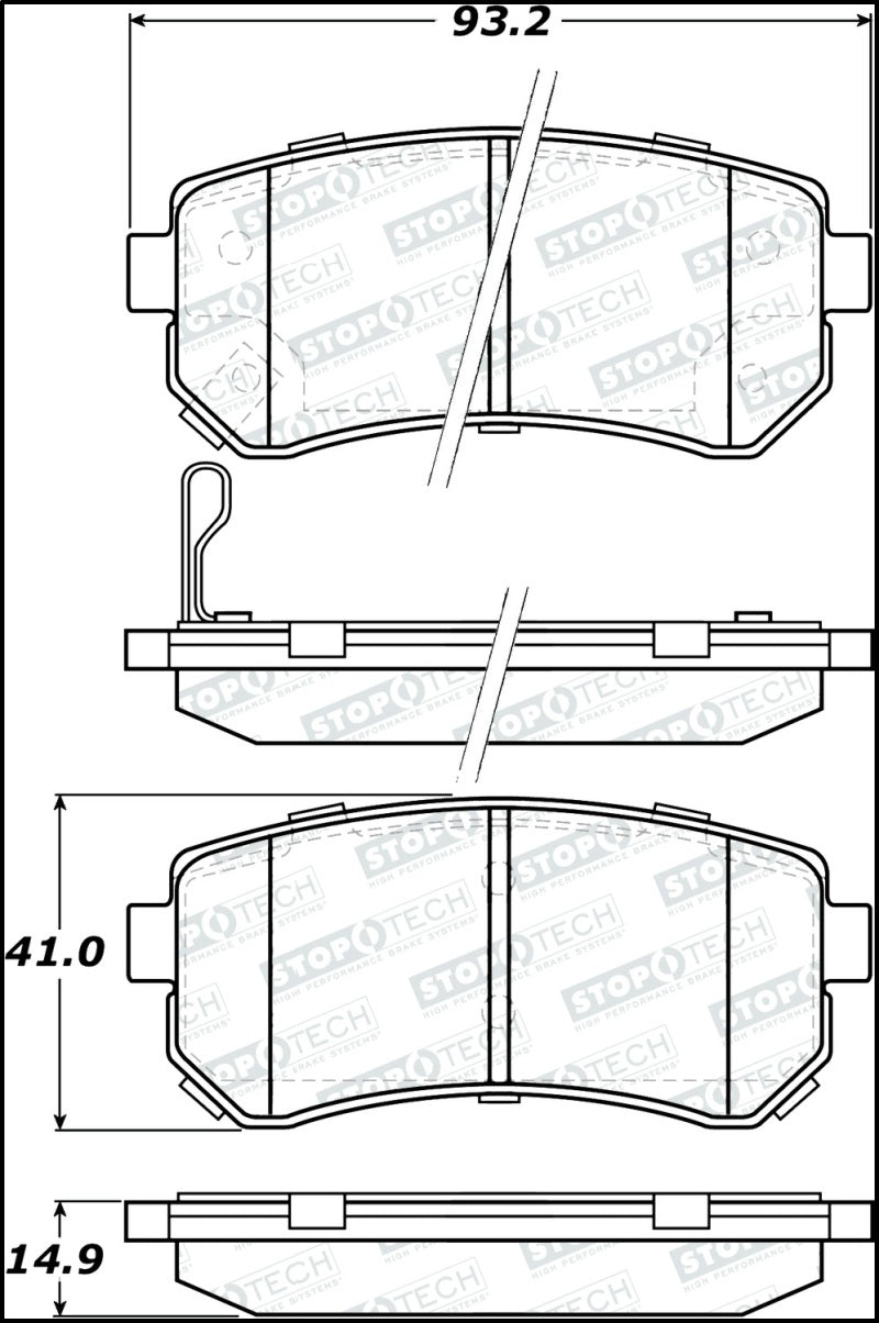 StopTech Premium Ceramic Front Brake Pads - 308.11570 Stoptech