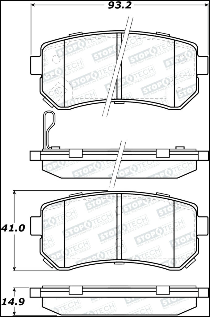 StopTech Premium Ceramic Front Brake Pads - 308.11570