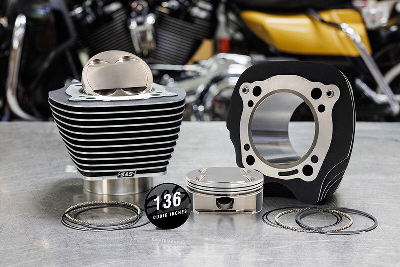 S&S Cycle 2017+ M8 Models 132in/136in Big Bore Cylinder Kit +8.5cc Dome (Blk w/ Fins) - 4.320in Bore - 910-0909A