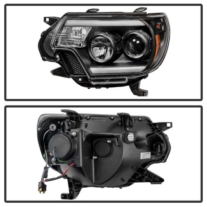 Spyder Toyota Tacoma 12-15 Projector Headlights Light Bar DRL Black PRO-YD-TT12-LBDRL-BK SPYDER