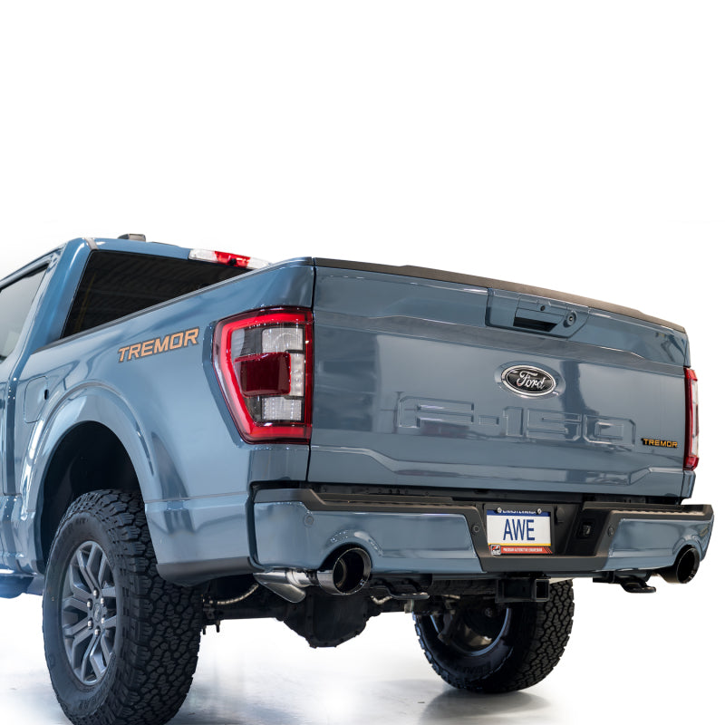 AWE Tuning 2021+ Ford F-150 Tremor (w/ Bumper Cutouts) 0FG Resonated Catback - Diamond Black Tips AWE Tuning