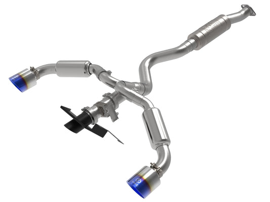 aFe 23-24 Toyota GR Corolla L3 1.6L (t) Gemini XV 3in to 2-1/2in Cat Back Exhaust w/ Blue Flame Tips aFe