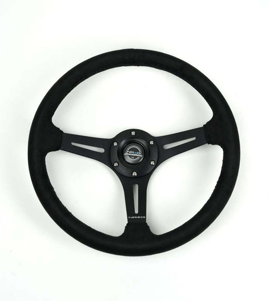 NRG Innovations 350mm Reinforced Slit-Spoke Steering Wheel - Microfiber / Micro Suede - Matte Black Spokes – RST-030SA