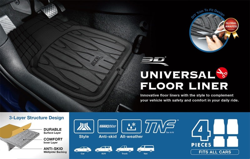 3D MAXpider 777-1 Universal Kagu Black Mat 4pcs (Size: L Front L 28in x W 21in Rear L 20in x 21in)