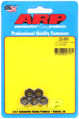 ARP 1/4-28 Black Coarse Hex Nut Kit (5/PKG) ARP