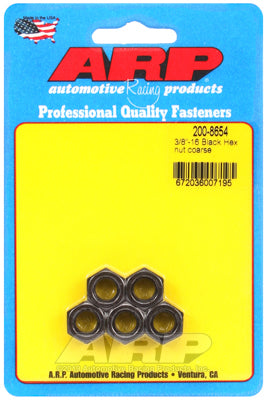 ARP 3/8-16 inch Black Coarse Hex Nut Kit (Pkg of 5) ARP