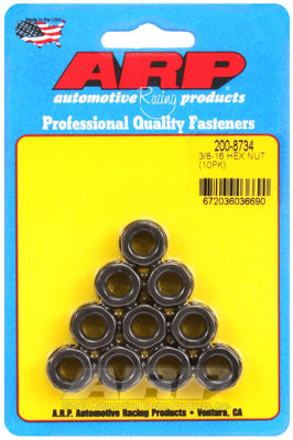 ARP 3/8-16 Black Hex Nut Kit (Qty 10)