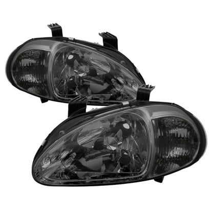 Xtune Honda Del Sol 93-97 1Pc Crystal Headlights Smoke HD-ON-HDEL93-1P-SM SPYDER