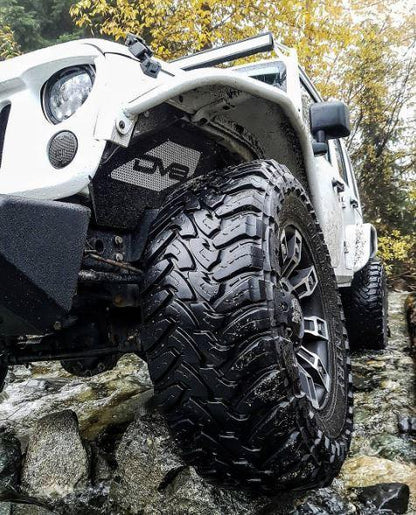 DV8 Offroad 07-18 Jeep Wrangler JK Front Aluminum Inner Fender w/ Rock Lights - Black INFEND-01FBRL