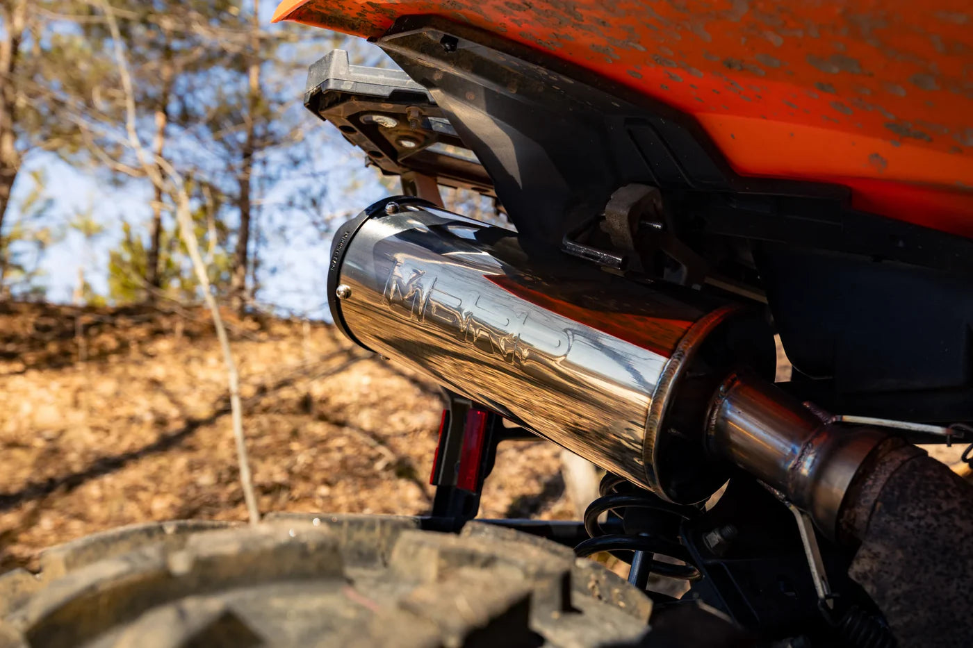 MBRP Slip-On Exhaust | Chambered Core | Moderate Sound | T304 Stainless Steel | Polaris Scrambler 850 | AT-9542PT