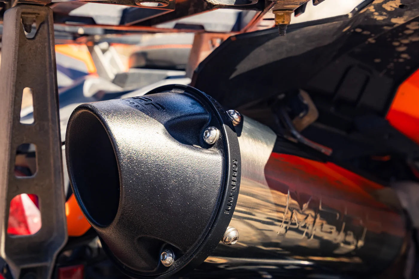 MBRP Slip-On Exhaust | Chambered Core | Moderate Sound | T304 Stainless Steel | Polaris Scrambler 850 | AT-9542PT
