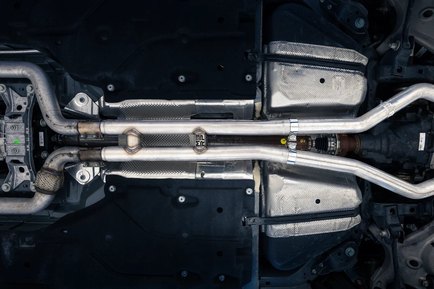 MBRP 2.5-Inch H-Pipe Exhaust | Race Profile | T409 Stainless Steel | Armor Plus Series | Ford Mustang GT | S7283409