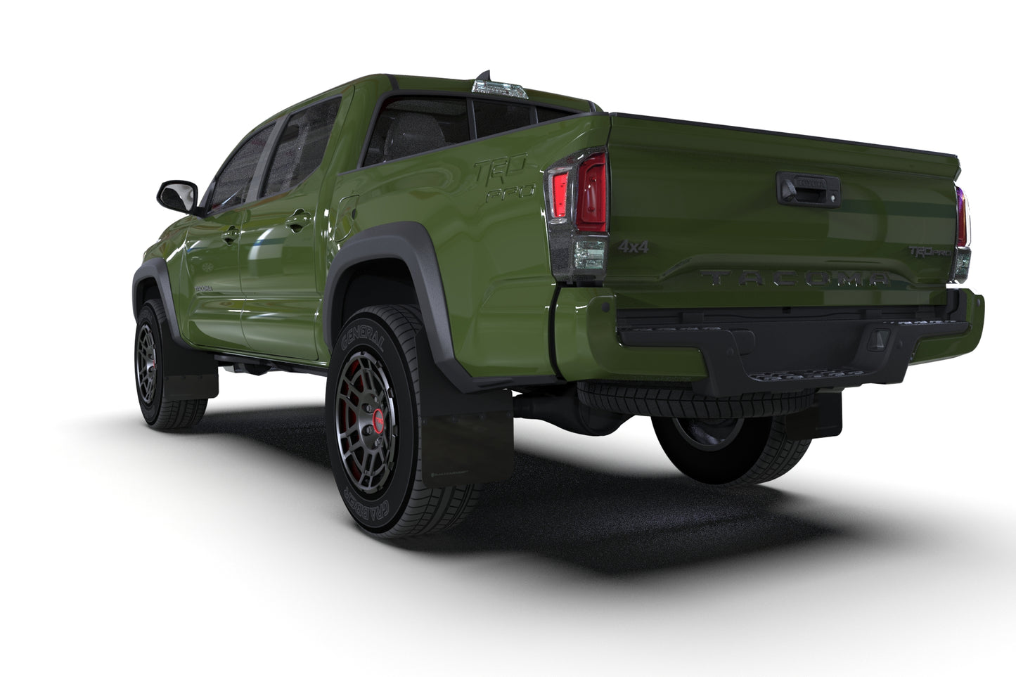 2020 Toyota Tacoma with Rally Armor Black Mud Flaps – Army Green Logo – MF94-BLK-AGN