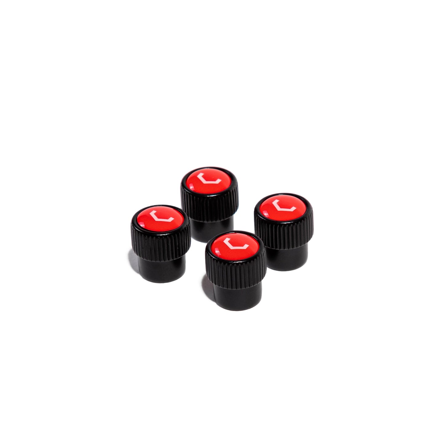 Vossen Classic V Valve Stem Cap Set - Black/Red