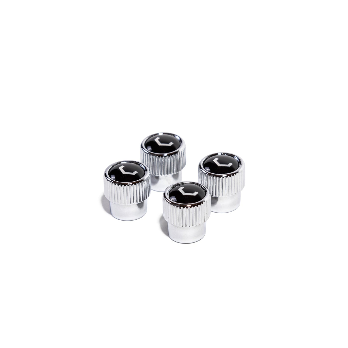 Vossen Classic V Valve Stem Cap Set - Chrome/Black