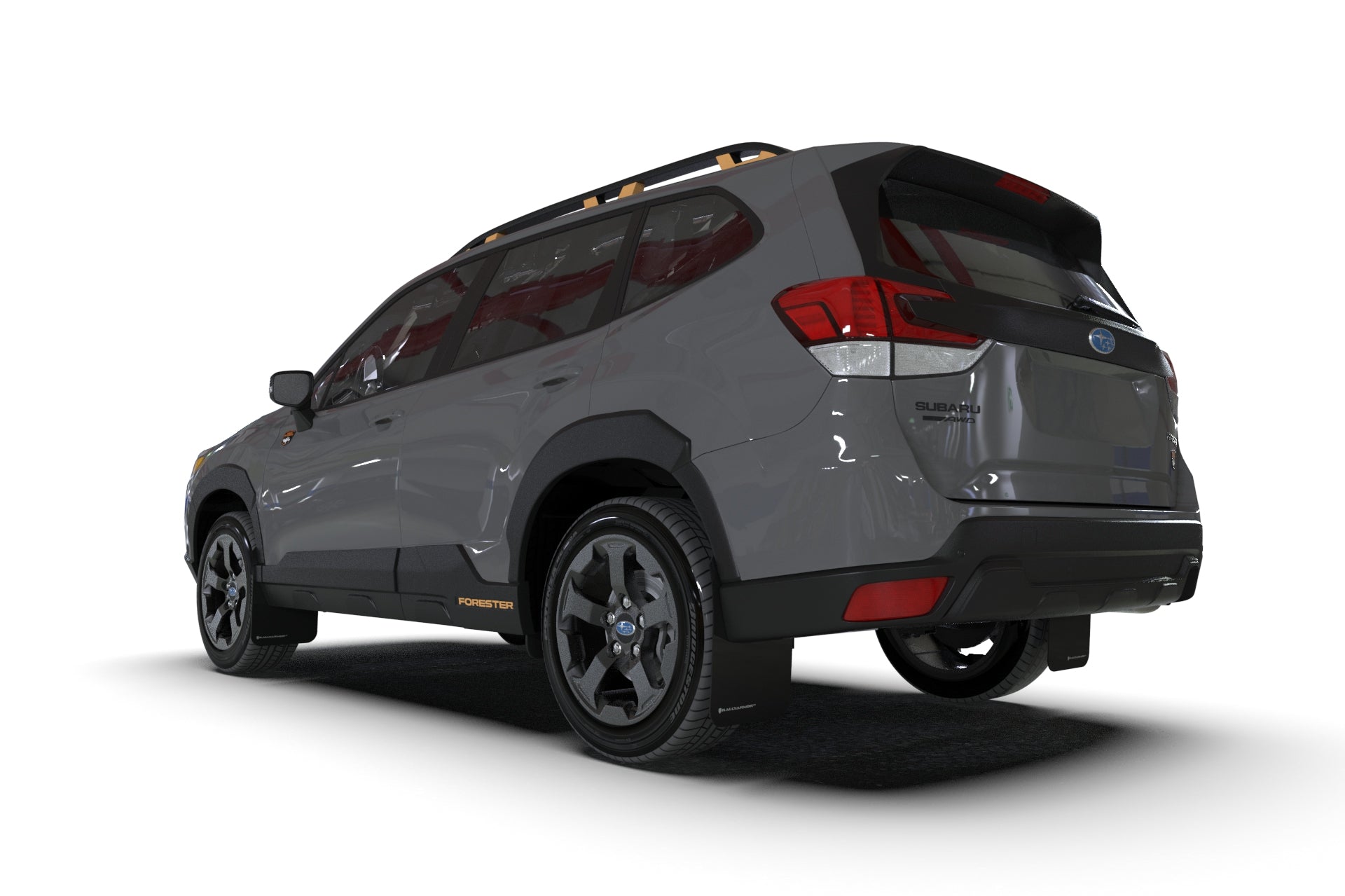 2023 Subaru Forester Wilderness with Rally Armor Black UR Mud Flaps – Grey Logo – MF82-UR-BLK/GRY