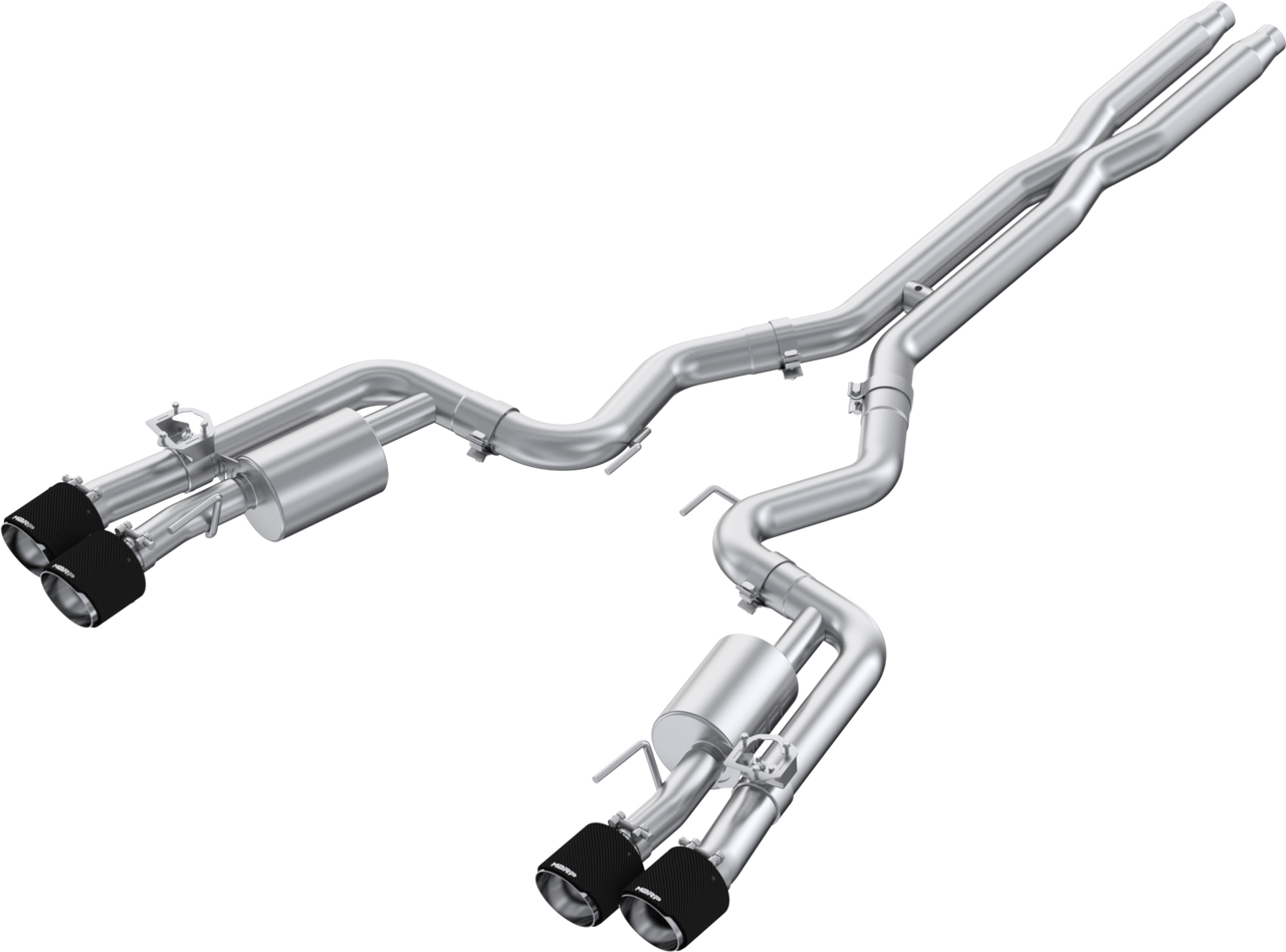MBRP 3-Inch Cat-Back Exhaust | Active Profile | Quad Rear Exit | Carbon Fiber Tips | T304 Stainless Steel | S72843CF