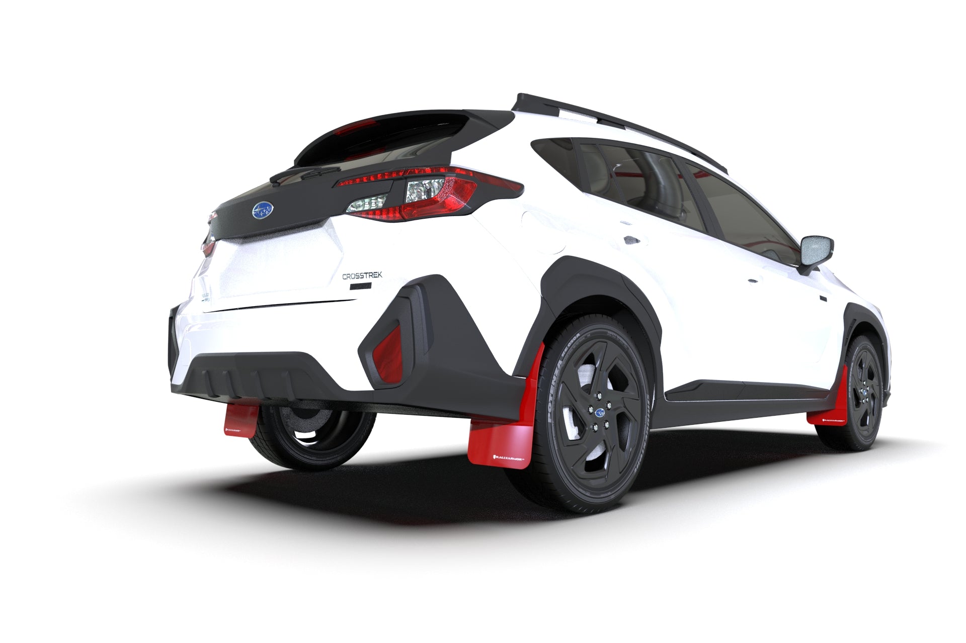 2024 Subaru Crosstrek with Red Rally Armor UR Mud Flaps – White Logo – MF106-UR-RD-WH