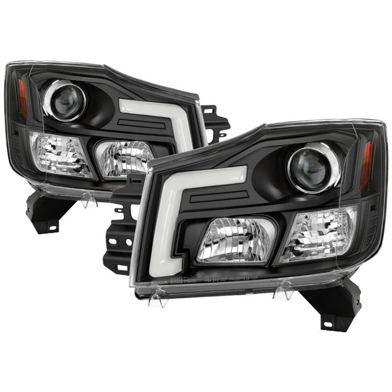 Spyder 04-15 Nissan Titan / 04-07 Nissan Armada V2 Projector Headlights - Black PRO-YD-NTI04-DRL-BK SPYDER