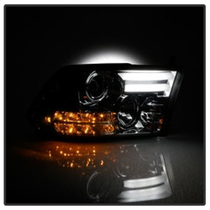 Spyder Dodge Ram 13-15 Projector Headlights Light Bar DRL Smoke PRO-YD-DR13-LBDRL-SM SPYDER