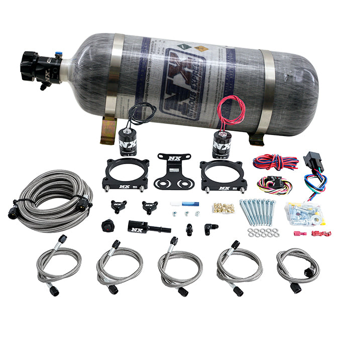 Nitrous Express dual throttle body plate nitrous kit with 12 lb carbon fiber bottle for 2024+ Mustang GT 5.0L