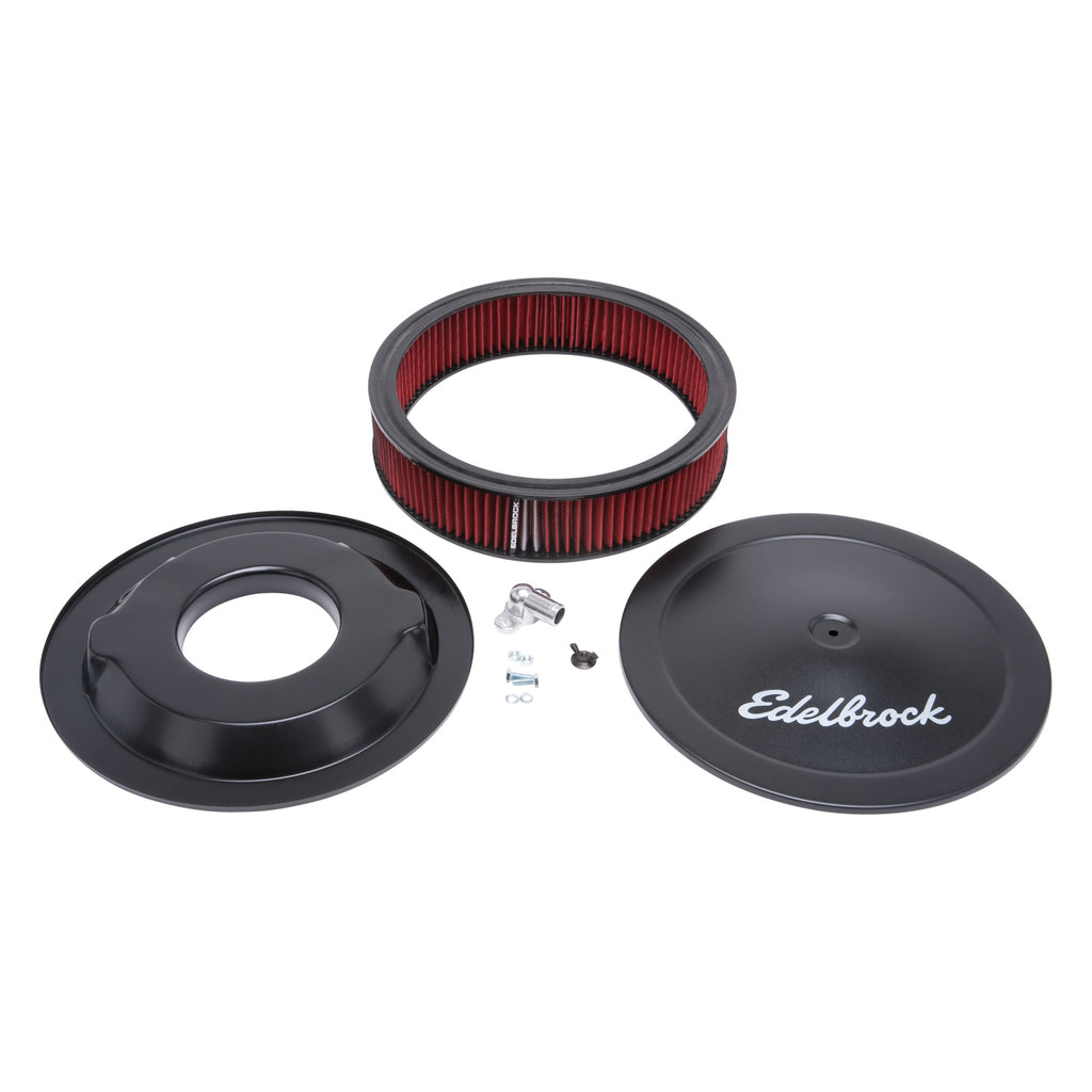 Edelbrock Pro-flo Black 14" Round Air Cleaner With 3" Cotton Element (Deep Flange) - 1225