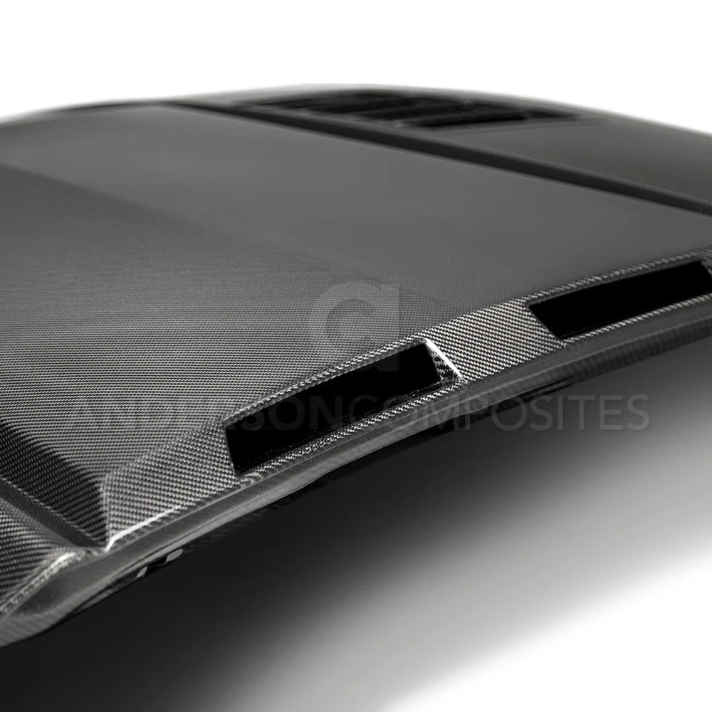 Anderson Composites 18-23 Ford Mustang Ram Air Carbon Fiber Hood - AC-HD18FDMU-AB-DS