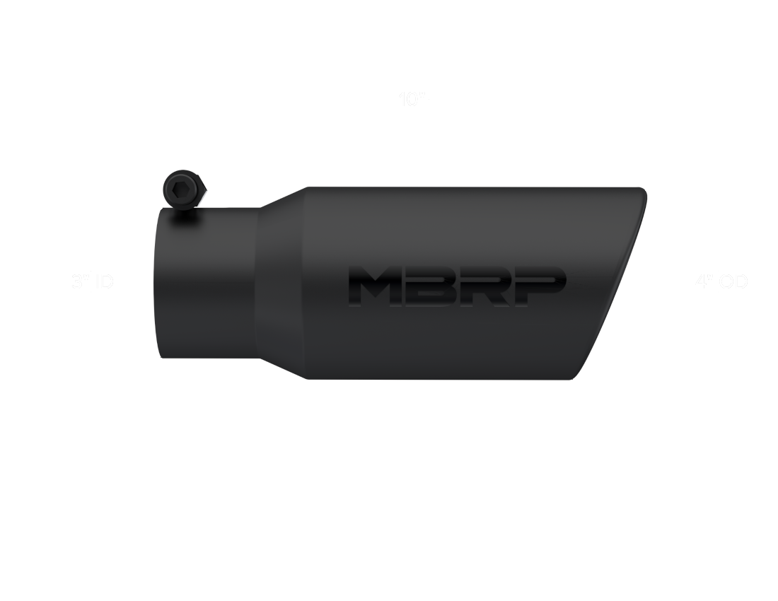 MBRP Universal Tip 4in OD 3in Inlet 10in Length Angled Rolled End Black - T5155BLK MBRP