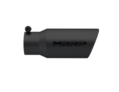 MBRP Universal Tip 4in OD 3in Inlet 10in Length Angled Rolled End Black - T5155BLK MBRP