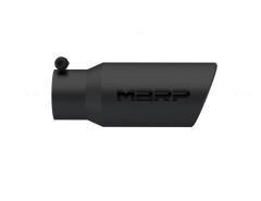 MBRP Universal Tip 4in OD 3in Inlet 10in Length Angled Rolled End Black - T5155BLK