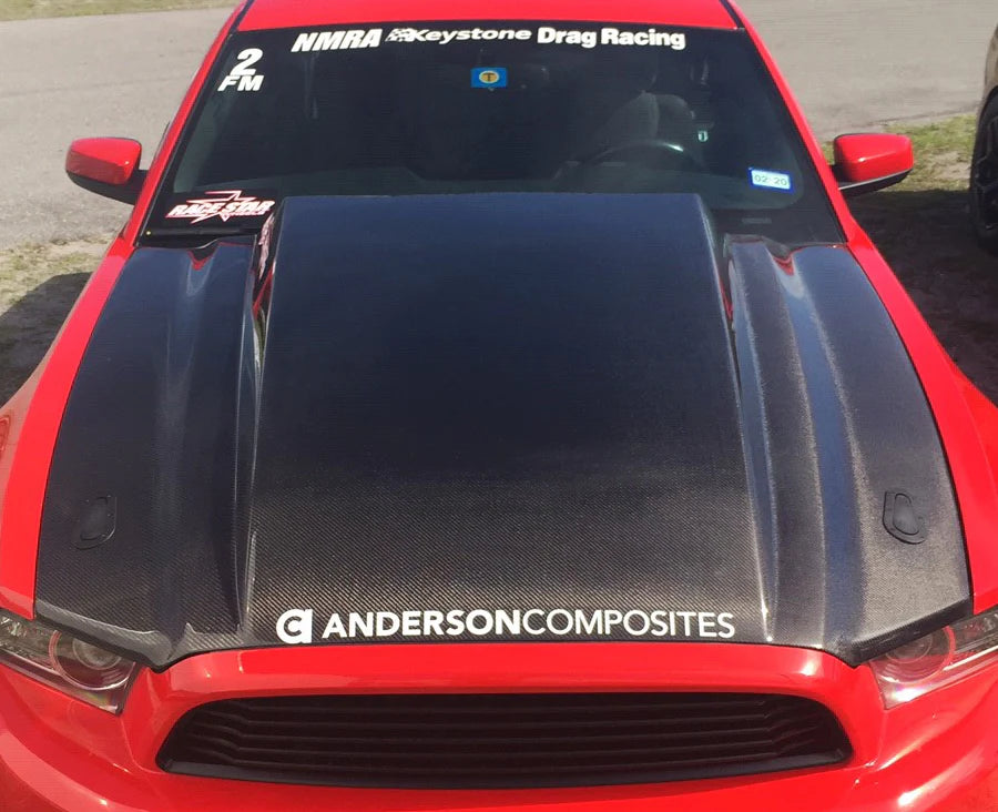 Anderson Composites Type-cj Carbon Fiber Cowl Hood For 2013-2014 Ford Mustang - AC-HD13FDMU-CJ