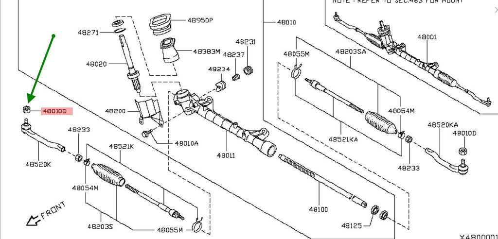 OEM Nissan Steering Tie Rod Nut - 01223-00231