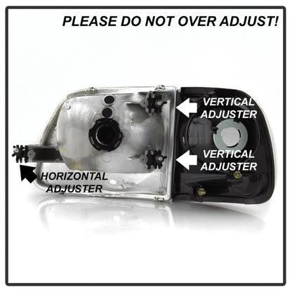 xTune 97-03 Ford F-150 4pc OEM Style Headlights w/Corner - Black (HD-JH-FF15097-L-SET-BK) SPYDER