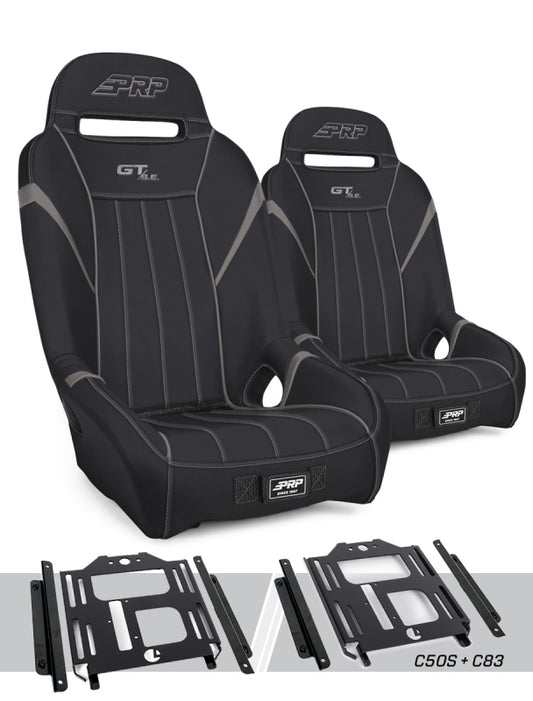 PRP Polaris RZR 570 GT/S.E. Suspension Seats Kit (Pair) - Black & Gray A5701-PORXP-C50S-203