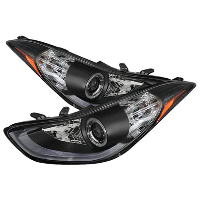 Spyder Hyundai Elantra 11-13 Projector Headlights LED Halo DRL Blk PRO-YD-HYELAN11-DRL-BK SPYDER