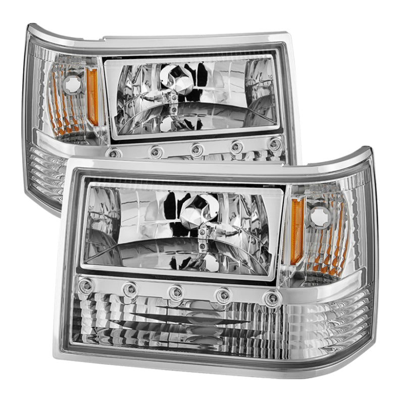 Xtune Jeep Grand Cherokee 93-98 1Pc Crystal Headlights Chrome HD-ON-JGC93-1PC-LED-C SPYDER