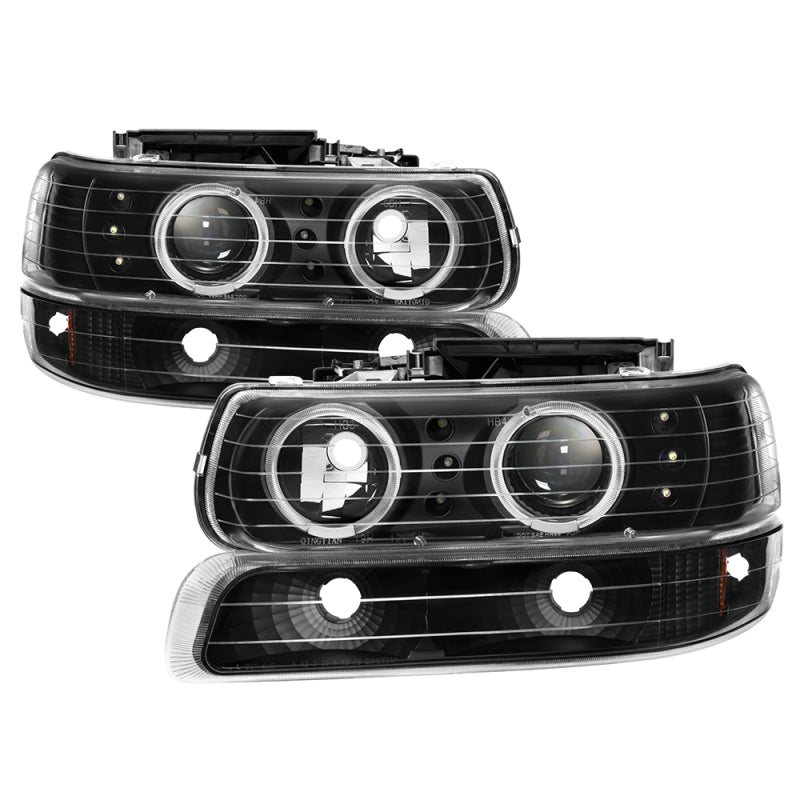 xTune Chevy Silverado 1500/2500 99-02 Bumper Projector Headlights - LED - Black PRO-JH-CSIL99-SET-BK SPYDER