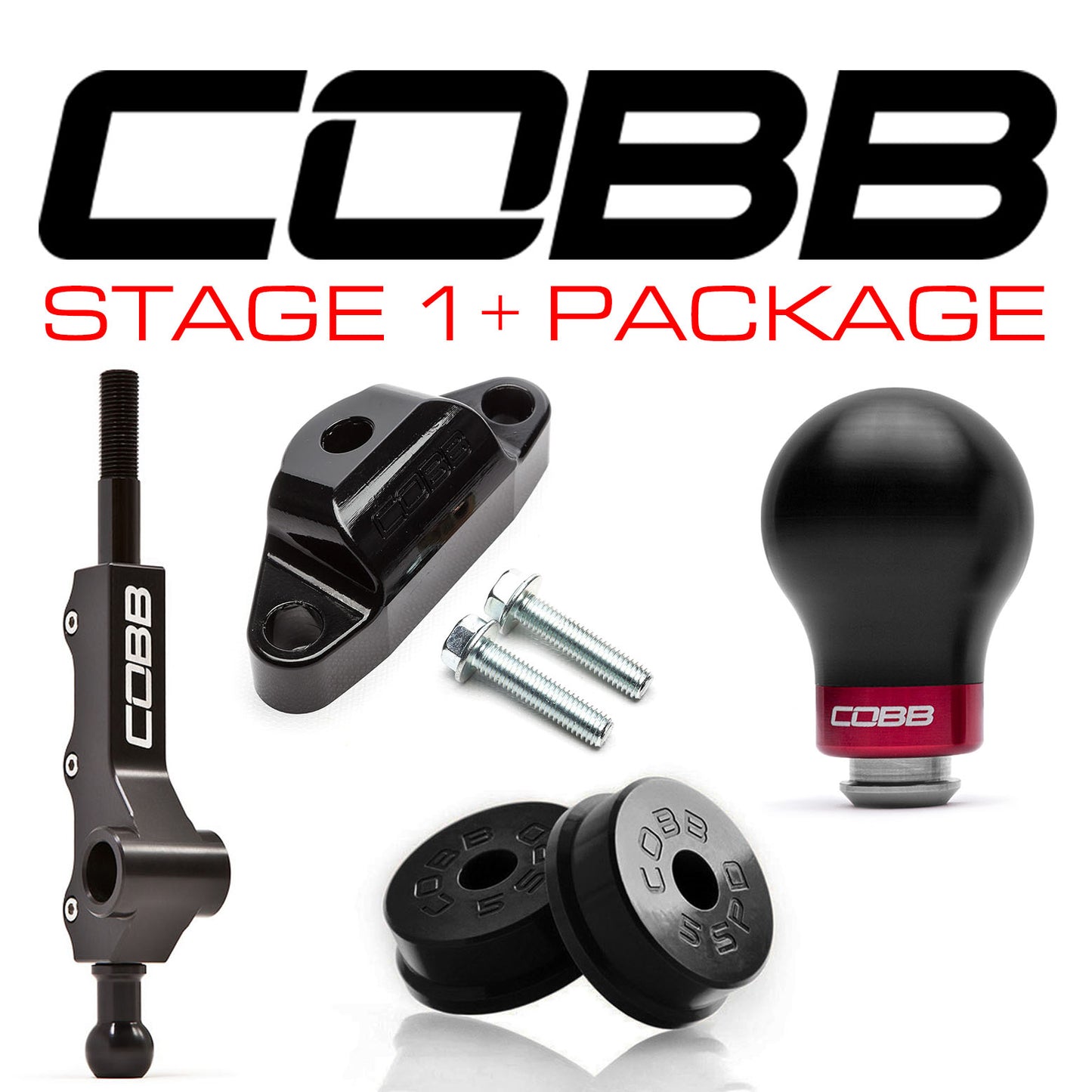 COBB 02-07 Subaru WRX 5MT w/Factory Short Shift Stg 1+ Drivetrain Pkg (Weighted Knob) - Blk 211X01P-WK