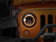 Load image into Gallery viewer, Raxiom 97-18 Jeep Wrangler TJ/JK Axial Halo Headlights w/ DRL Amber Signals- Blk Hsng (Clear Lens)