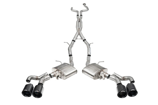 Corsa 22-24 Caddy CT5 V Blackwing 3in. Cat-Back w/ Act. Exh. - Dbl X-Pipe - Twin 4.5in. Blk CF Tips 21320CFBLK