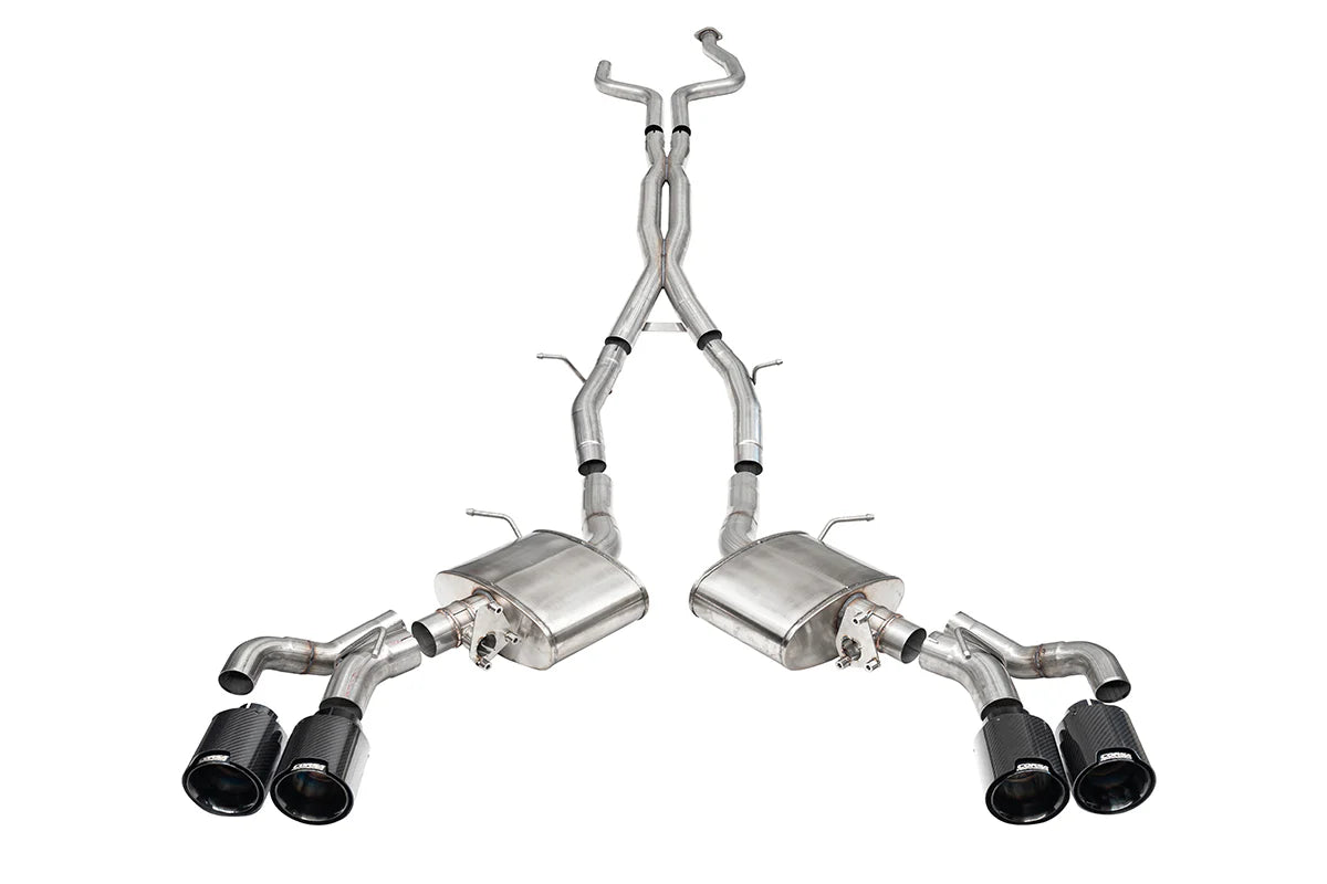 Corsa 22-24 Cadillac CT5 V Blackwing 3in. Cat-Back w/ Act. Exh. - Dbl X-Pipe - Twin 4.5in. CF Tips 21320CF