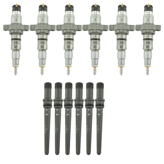 Industrial Injection 03-04 Cummins 5.9L Reman Stock Injector Pack w/ Connecting Tubes - Set of 6